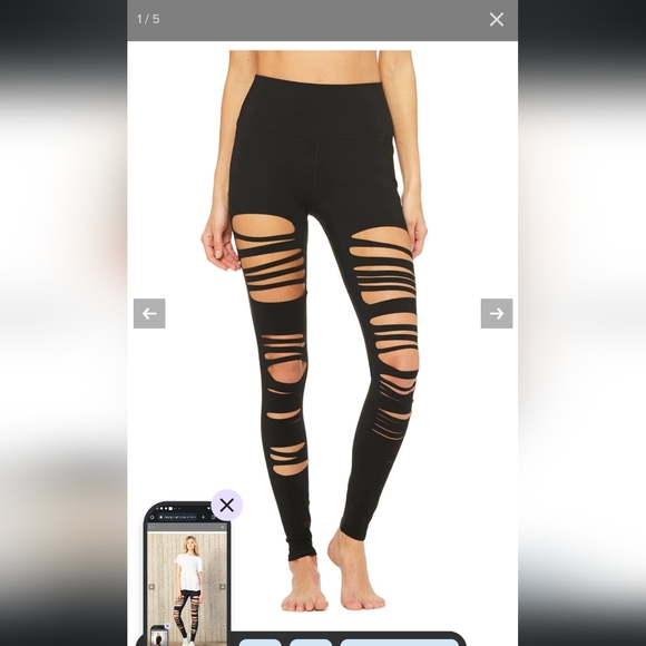 New black Alo extreme ripped warrior legging - Picture 2 of 10